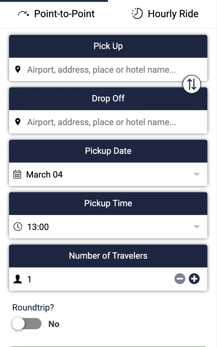 Widget de reservas de traslado integrado